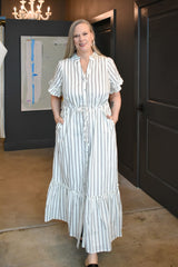 Kamara Striped Button Up Midi Dress
