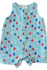 Splendid Stars Blue Muslin Shortie Romper