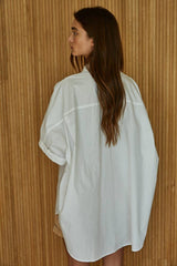 Woven 100% Cotton Oversized Cuff Hem Shirt