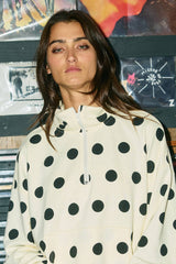 Polka Dot Half-Zip Sweatshirt
