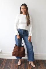 GREYLIN Dina Ruffle Lace Sleeve Knit Top