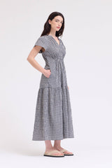 Ruffle Gingham Midi Dress