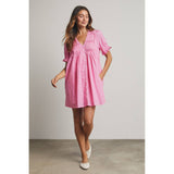 Pleated Button-Up Mini Dress