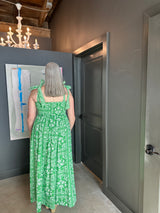 Green & White Bandana Print Maxi Dress