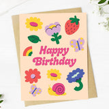 Happy Birthday Flowers & Cute Card