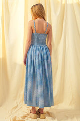 Gingham Print Long Dress