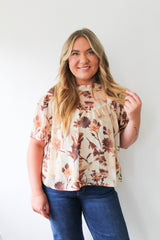 Chiffon Floral Print Mock Blouse