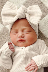 Organic Waffle Knot Bow, Snow