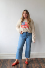 Knit Sweater American Flag Long Sleeve