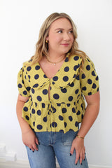Polka Dot Peter Pan Collar Blouse