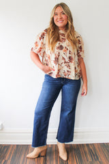 Chiffon Floral Print Mock Blouse