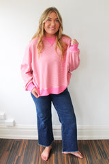 Oversized Striped Drop Shoulder Sweatshirt