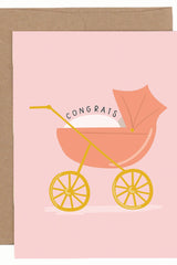 Pink Baby Carriage Greeting Card