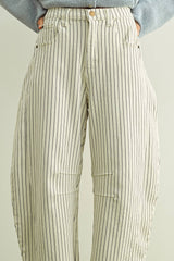 Pinstriped Barrel Pants