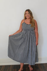 Gingham Print Long Dress