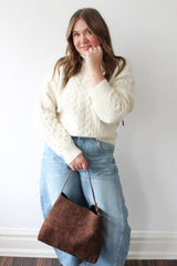 Cable Front Long Sleeve Sweater