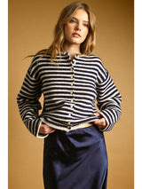 Striped Button Front Sweater Cardigan