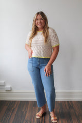 Knit Sweater Crochet Short Sleeve