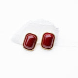 Glossy Red Stud Earrings