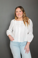 Eyelet Trim Button Down Shirt