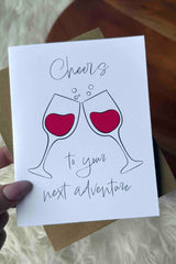 Cheers To Your Next Adventure Wine Glasses Card