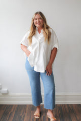 Woven 100% Cotton Oversized Cuff Hem Shirt