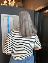 Loose Fit Cropped Stripe T-Shirt