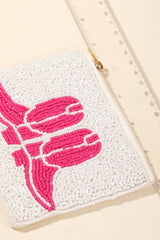 Pink Boots Beaded Pouch