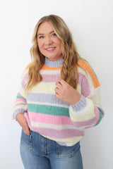 Multi Color Stripe Oversized Sweater