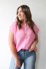 Fuzzy Button Front Sweater Vest