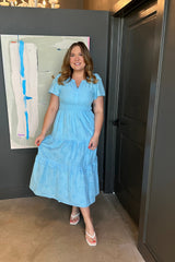 Vanesa Eyelet Palmer Poplin Tiered Maxi Dress