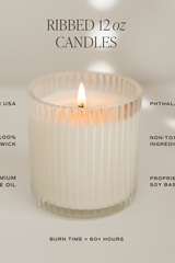 Clear Ribbed 12 oz Soy Candle