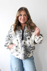 Mila Printed 1/2 Zip Sherpa