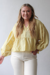 Panel Balloon Sleeve Blouse