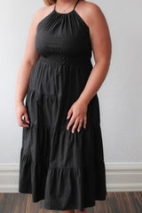 Laurel Poplin Halter Midi Dress