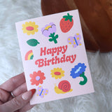 Happy Birthday Flowers & Cute Card