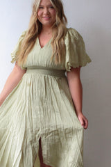Embroidered Sleeves Unbalanced Skirt Maxi Dress