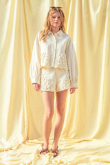 Floral Embellishment Detail Shorts