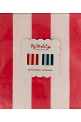 Red and Pink Green and Mint Striped Cocktail Napkin Set