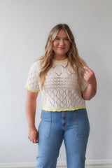 Knit Sweater Crochet Short Sleeve