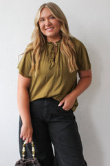 Raglan Sleeve Polyester Blouse