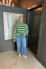 Green Oversized Striped Sweater