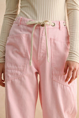 Striped Barrel Pants With Tie Front