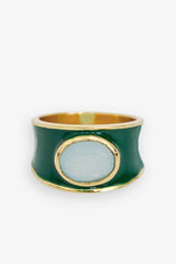 Hazel Oval Stone With Enamel Band Ring Green/Light Blue
