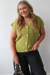 V Neck Button Up Sweater Vest