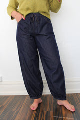Drawstring Denim Jogger Pants