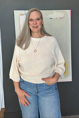 Round Neck 3/4 Sleeve Knitted Top