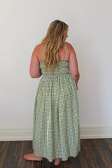 Gingham Print Long Dress