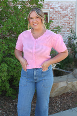 John + Jenn Wesley Knit Bubble Gum Top