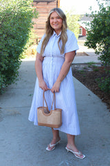 Striped Pleated Flare Dress